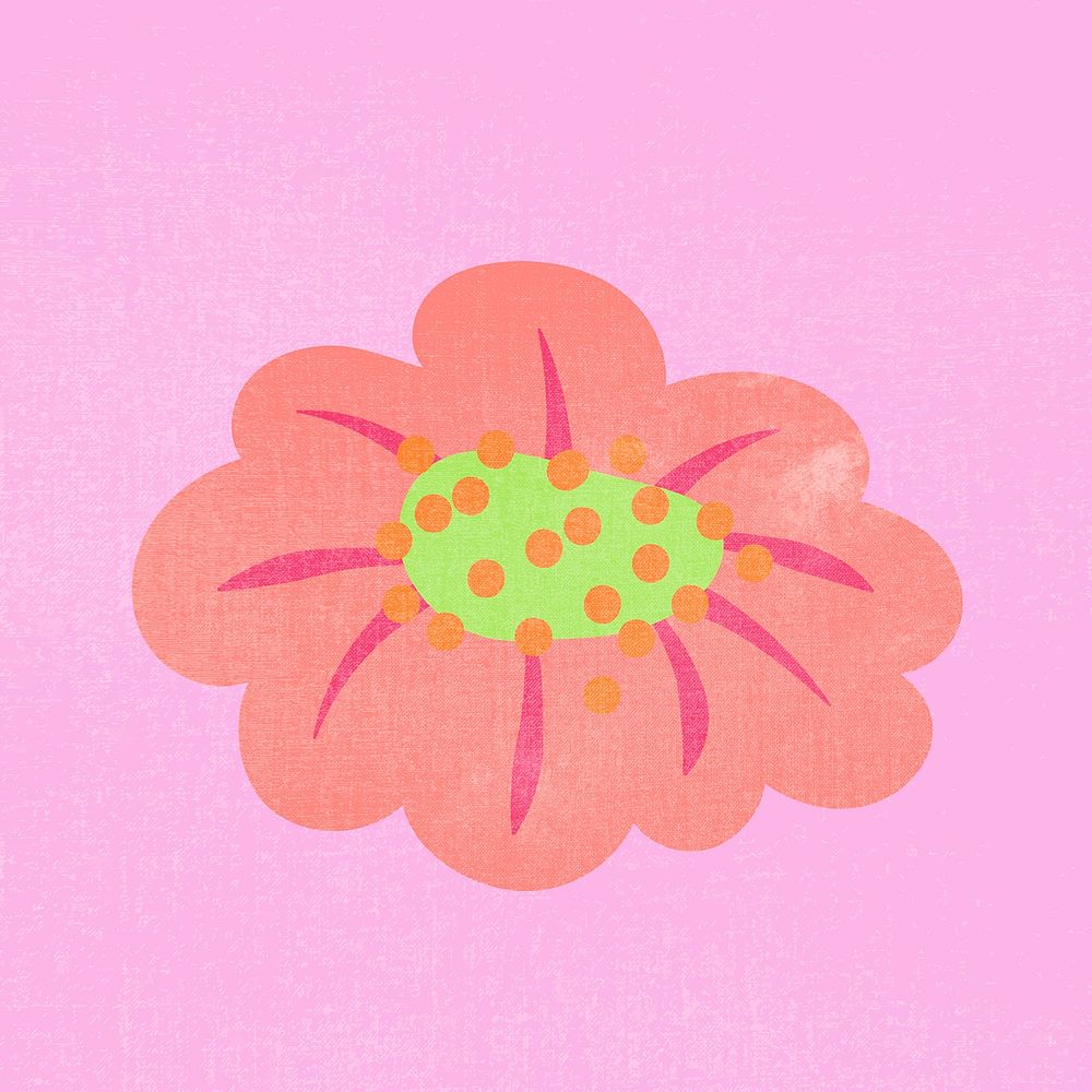 Pink flower, spring clipart vector illustration