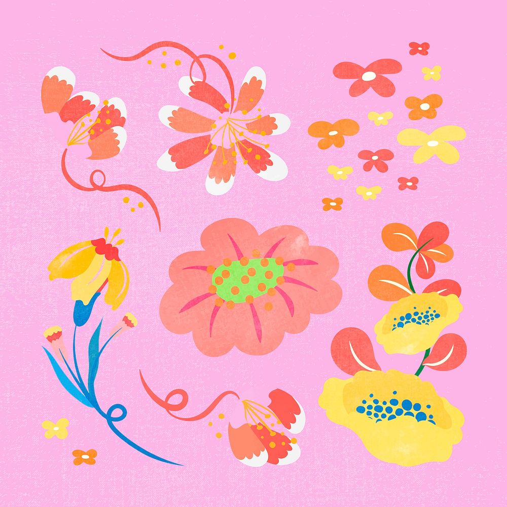 Colorful flower, spring clipart vector illustration
