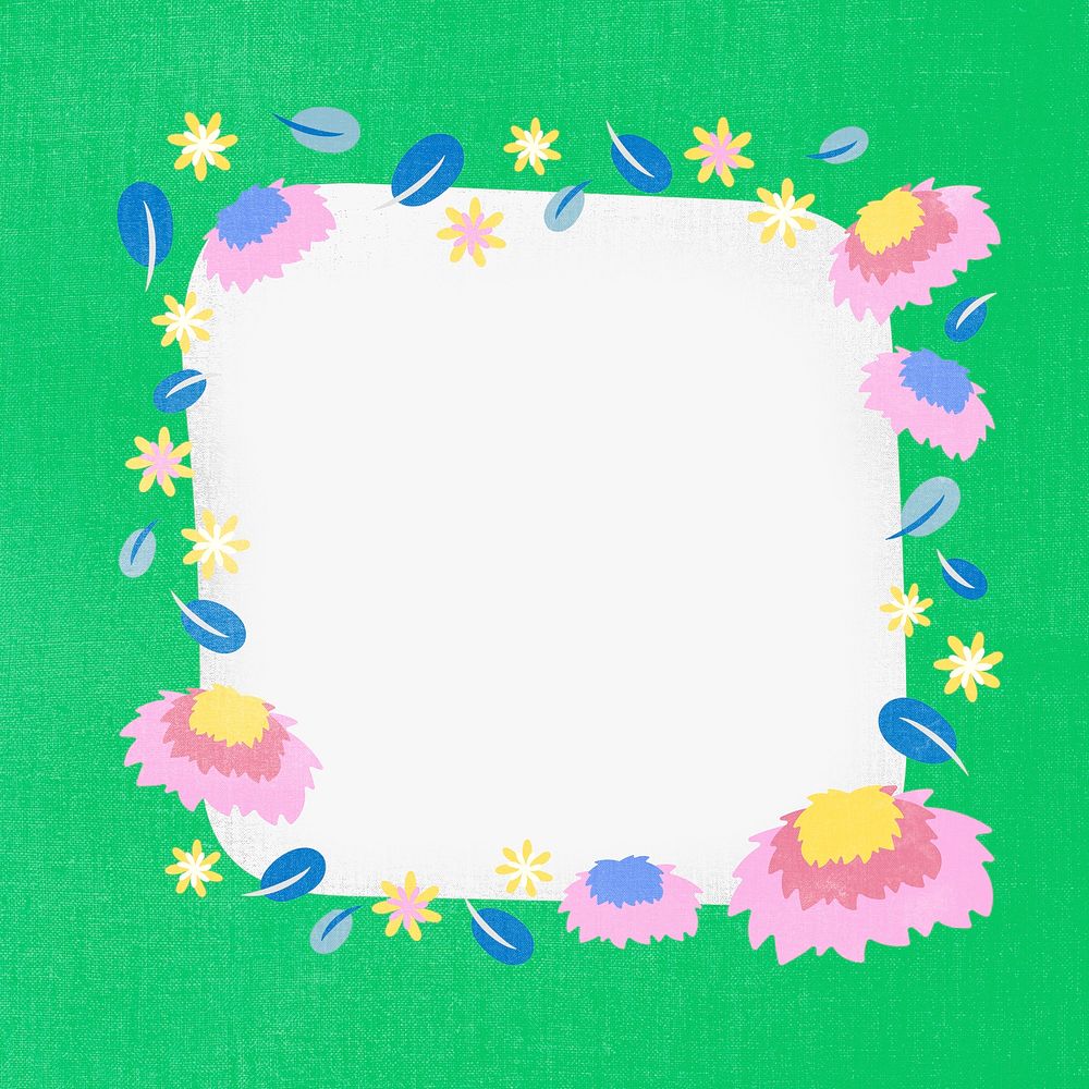 Green flower frame, psd, flat design illustration