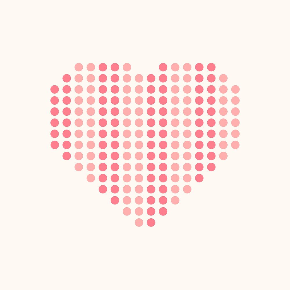 Heart icon, pink polka dot design vector