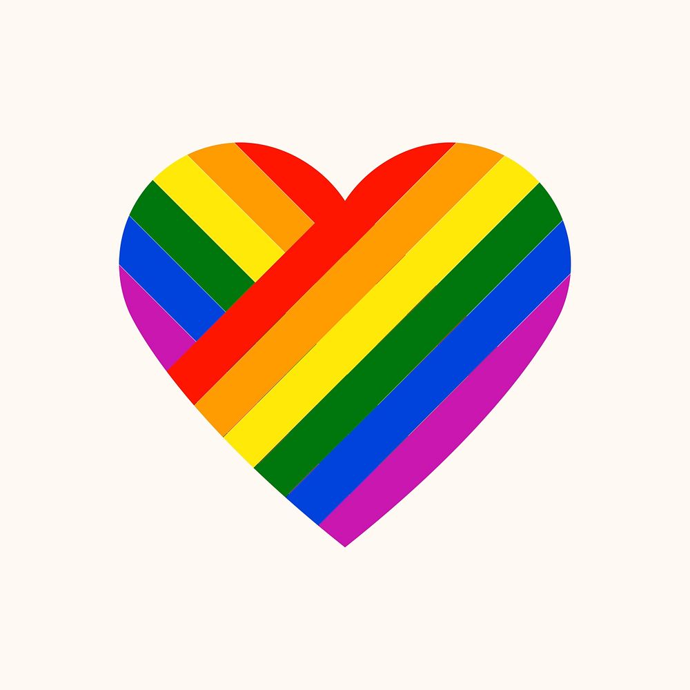 LGBT rainbow heart, colorful icon psd