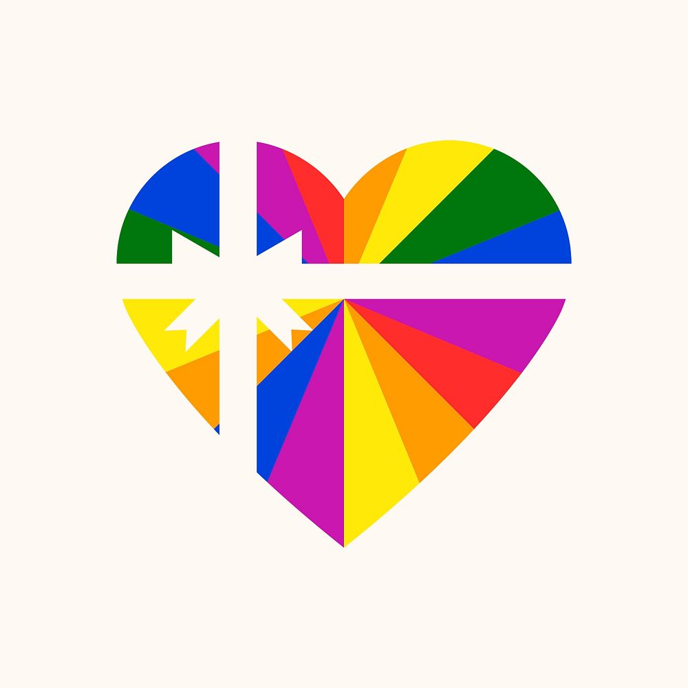 Rainbow gift heart, LGBT pride month icon psd