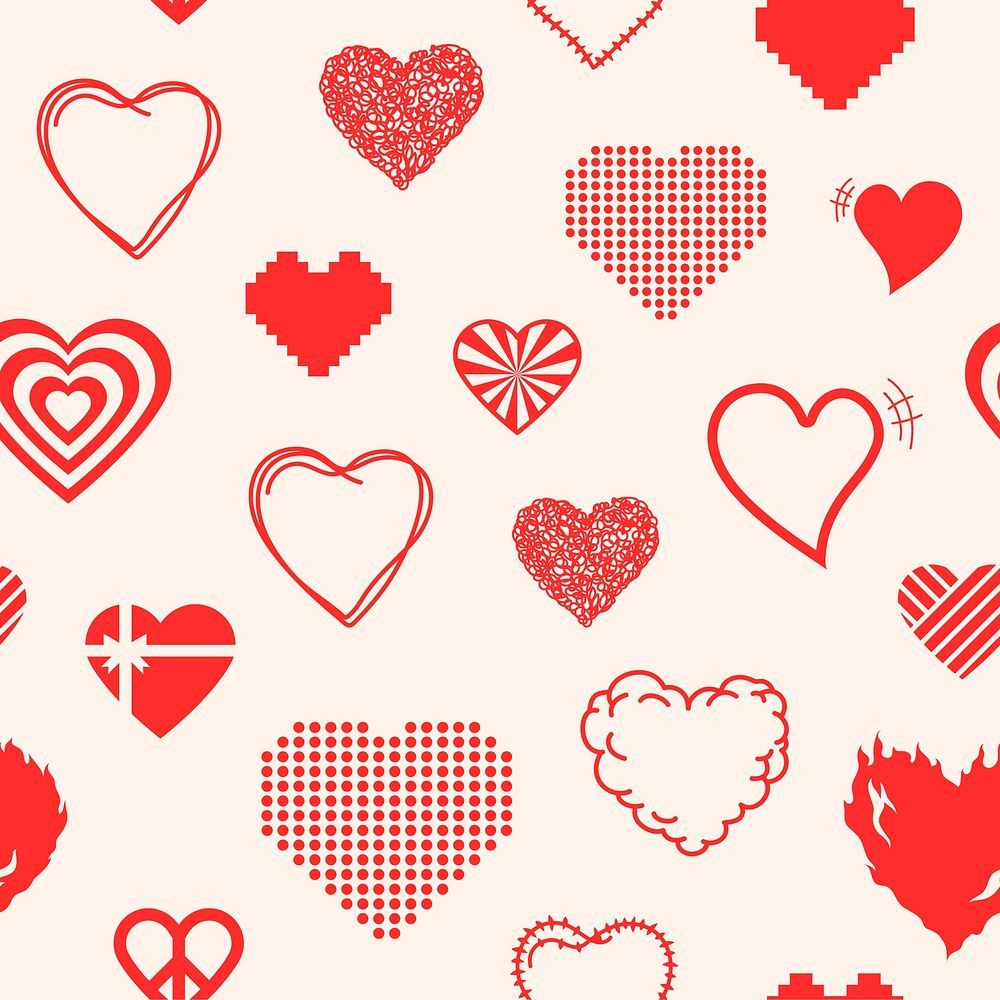 Red heart pattern background image psd