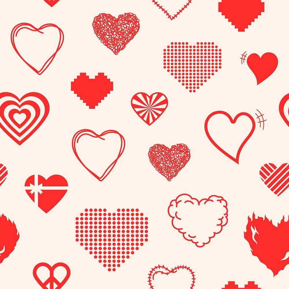 Red heart pattern background image vector