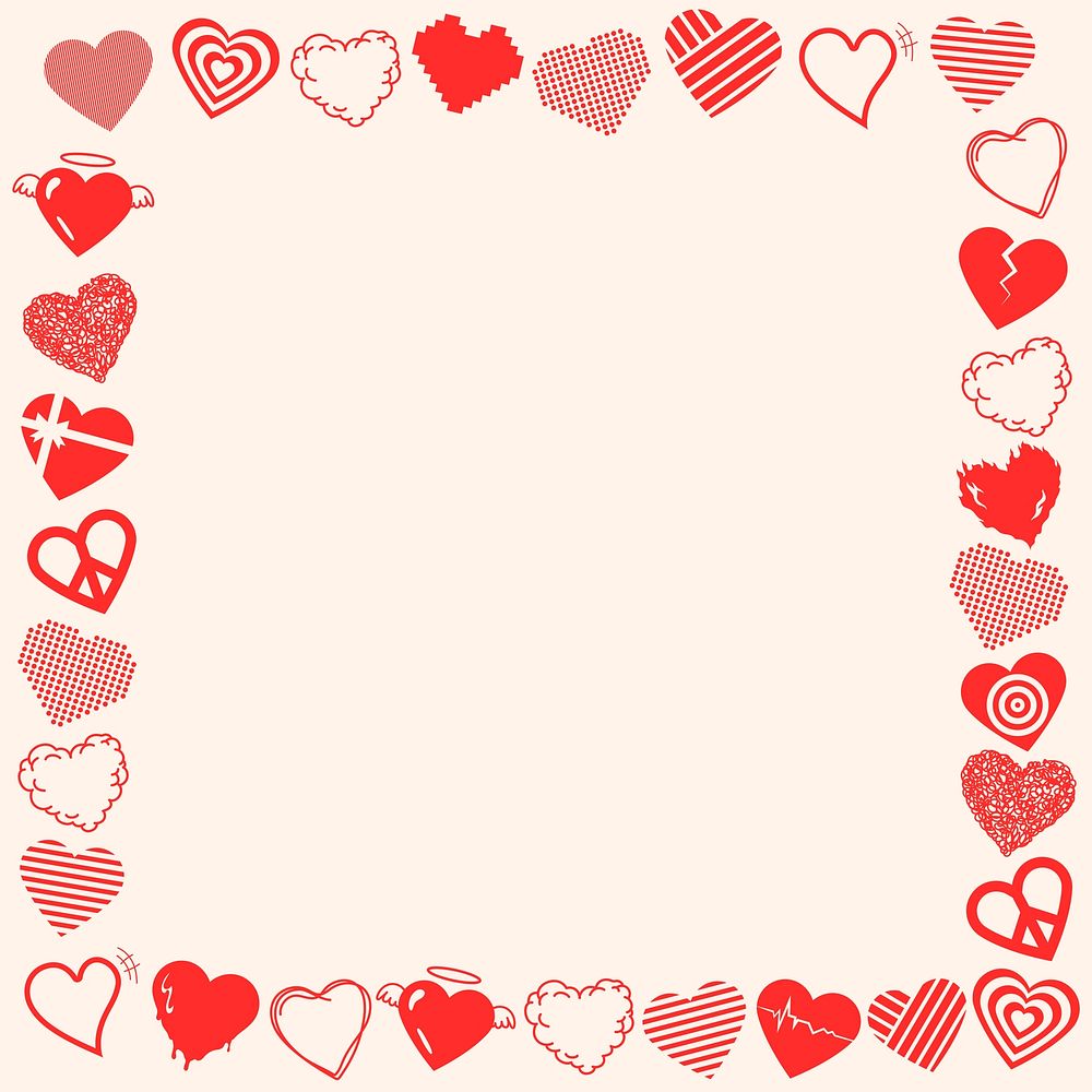 Valentines day frame psd, cute heart border design
