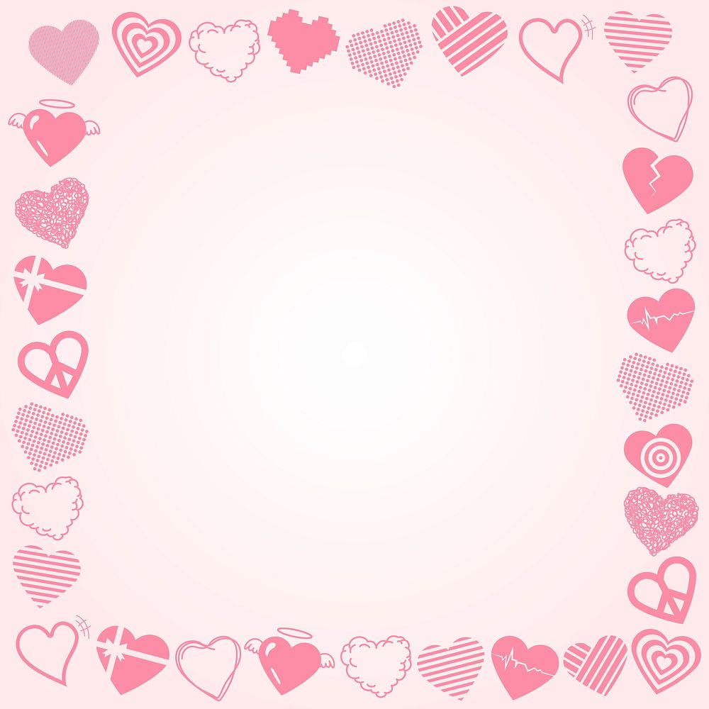 Cute heart frame vector, Valentine day border design
