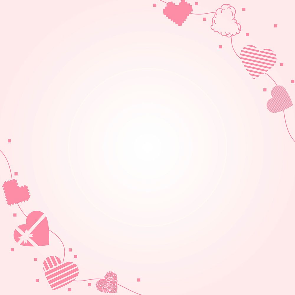 Valentine heart border frame psd, pink background design
