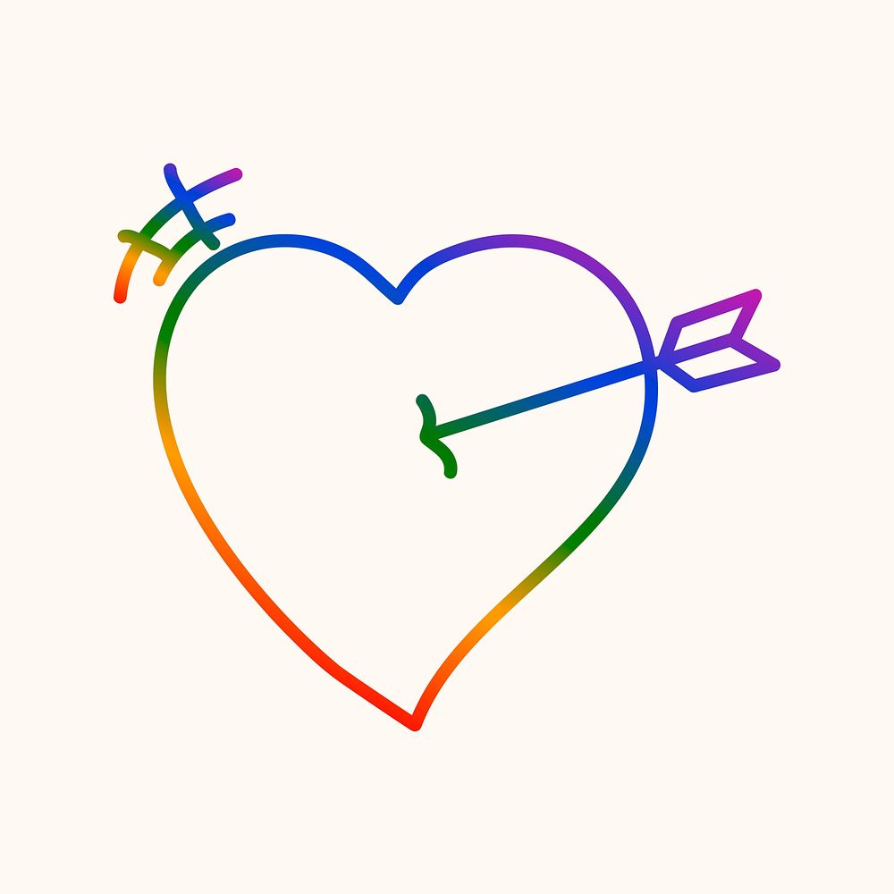 Pride heart, rainbow doodle design icon vector