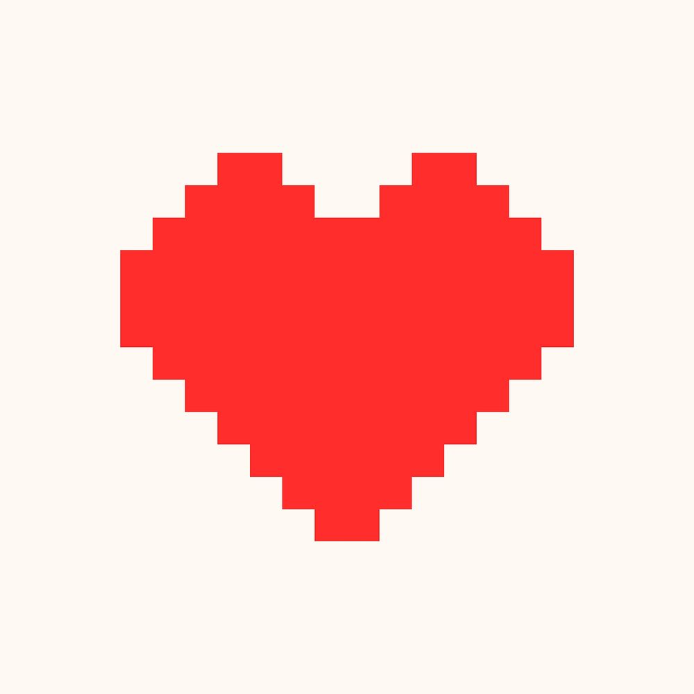 Pixel heart icon, red love style vector
