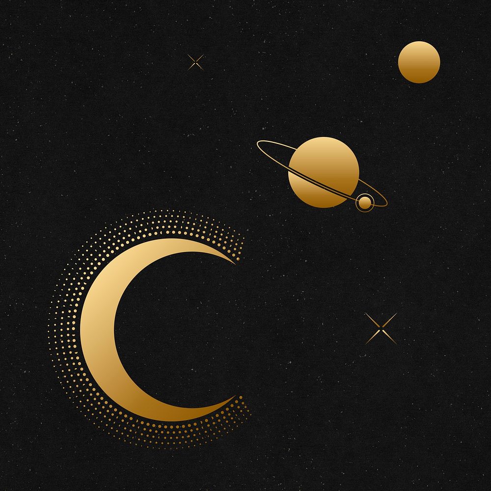 Solar system background, gold gradient space background