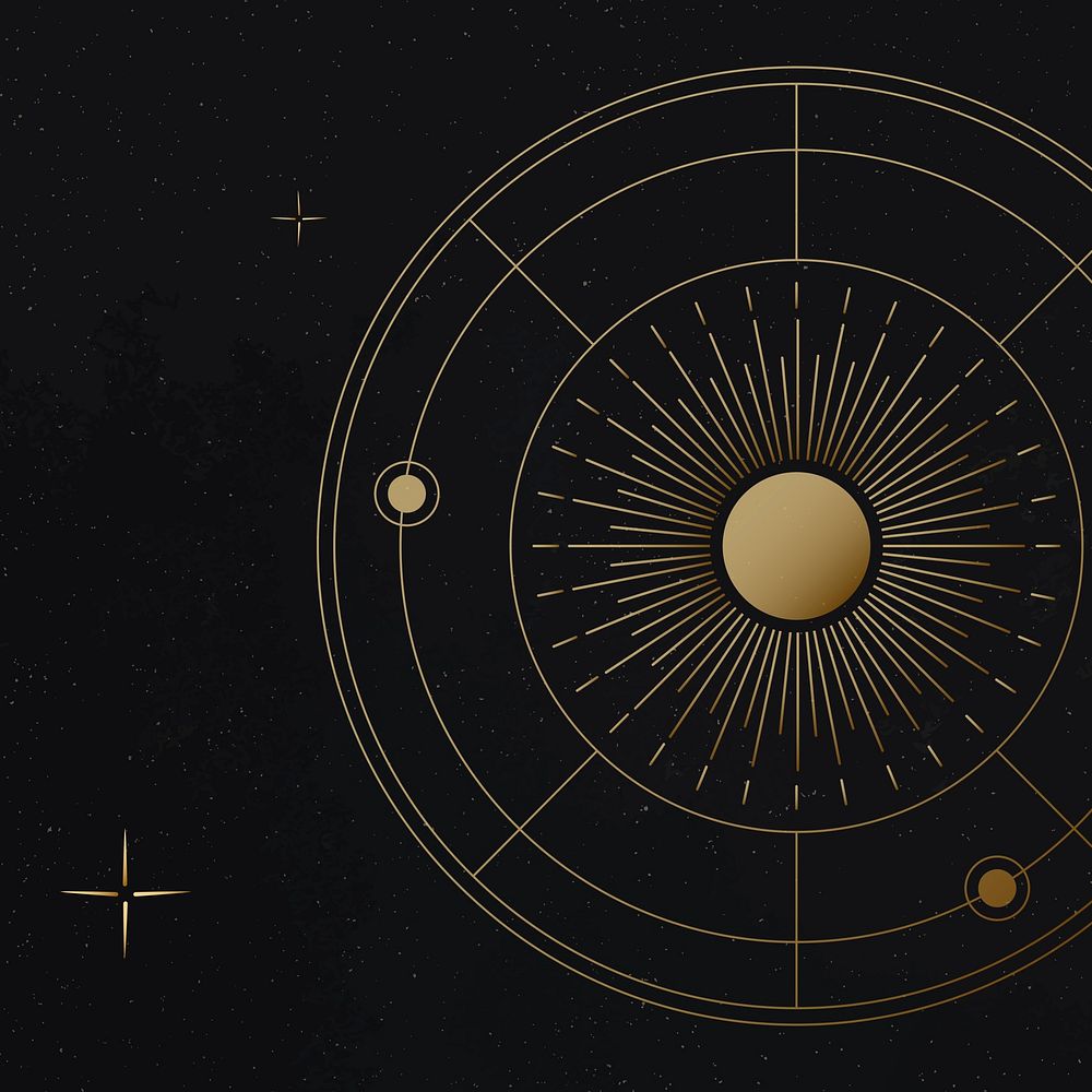 Celestial sun background, gold aesthetic galaxy illustration vector