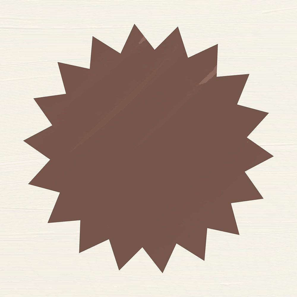 Shape badge clipart, brown earth tone flat design