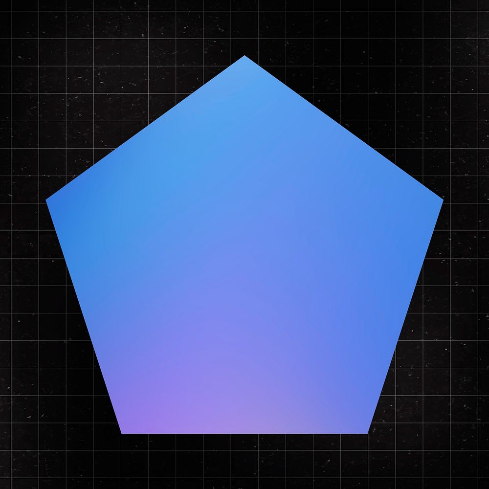 Pentagon sticker geometric shape, blue gradient flat clipart psd