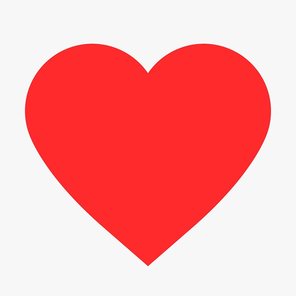 Heart sticker shape, love flat clipart psd