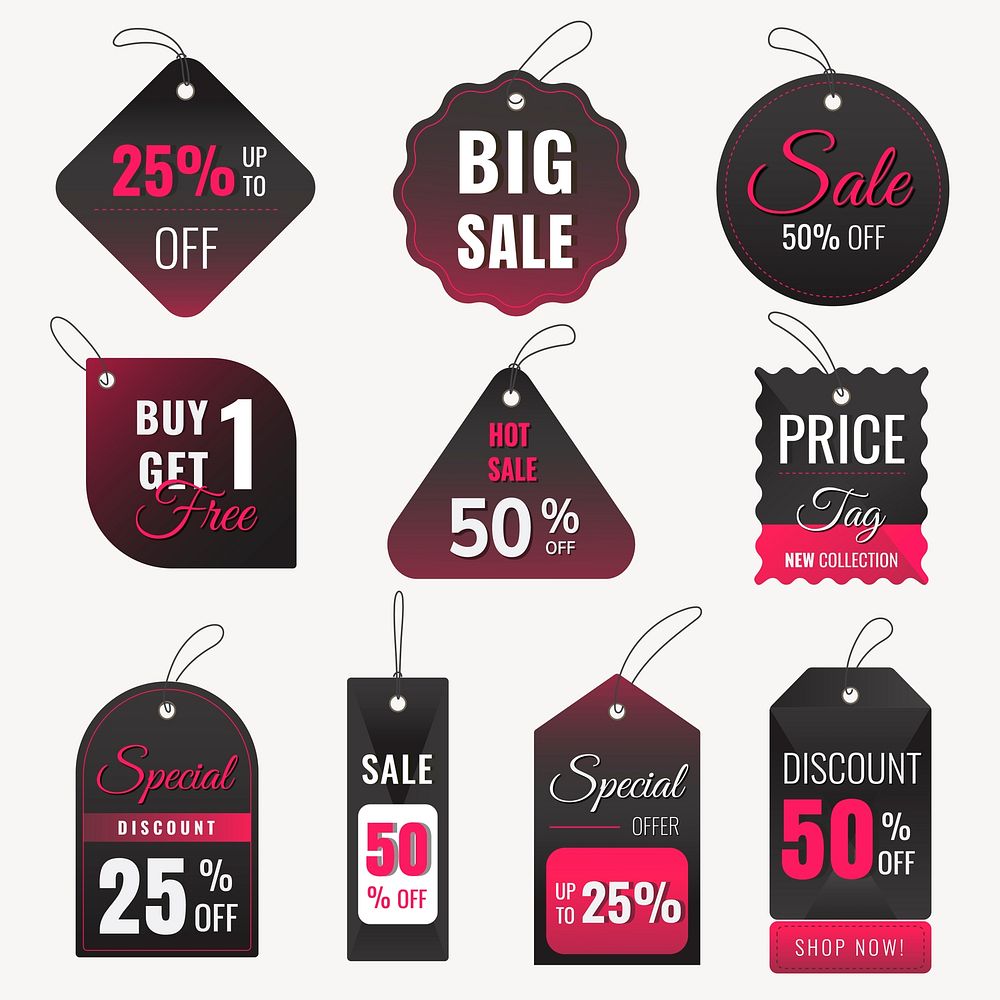 Sale badge sticker, psd shopping clipart set