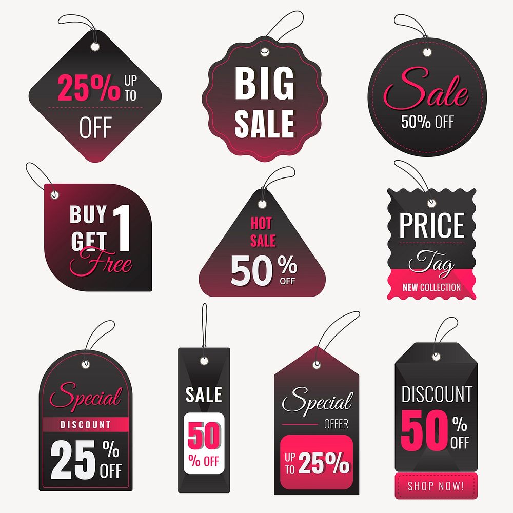 Sale badge sticker, vector shopping clipart collection