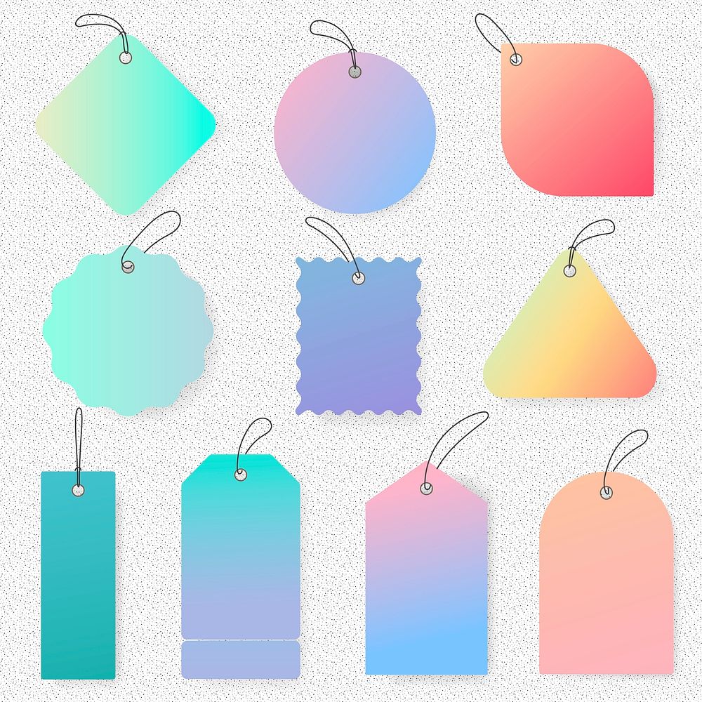 Pastel tag sticker, blank vector simple clipart text space collection