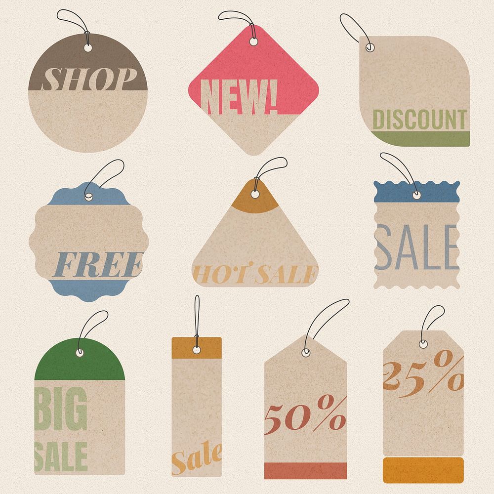 Sale badge sticker, vector shopping clipart collection