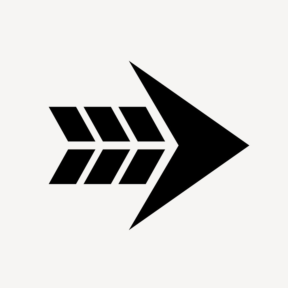 Simple arrow icon, sticker, direction symbol psd in black and white