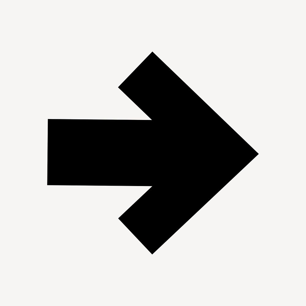 Simple arrow icon, clipart, direction symbol in black and white