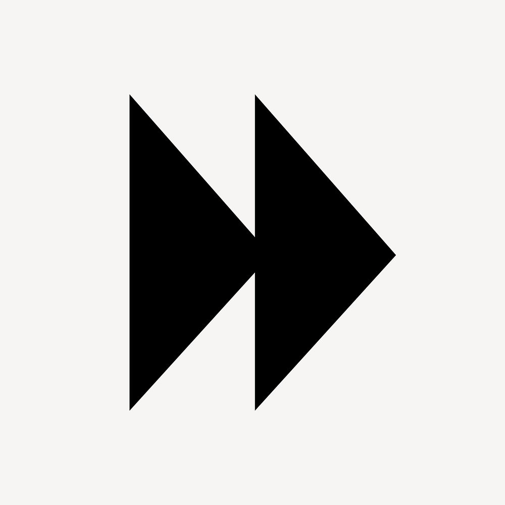 Double arrow icon, clipart, skip symbol in black and white