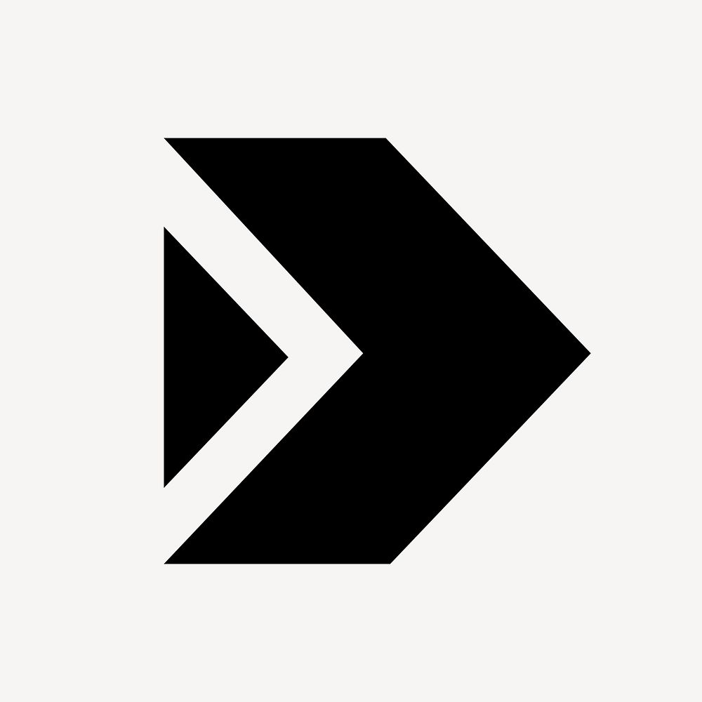 Double arrow icon, clipart, skip symbol in black and white