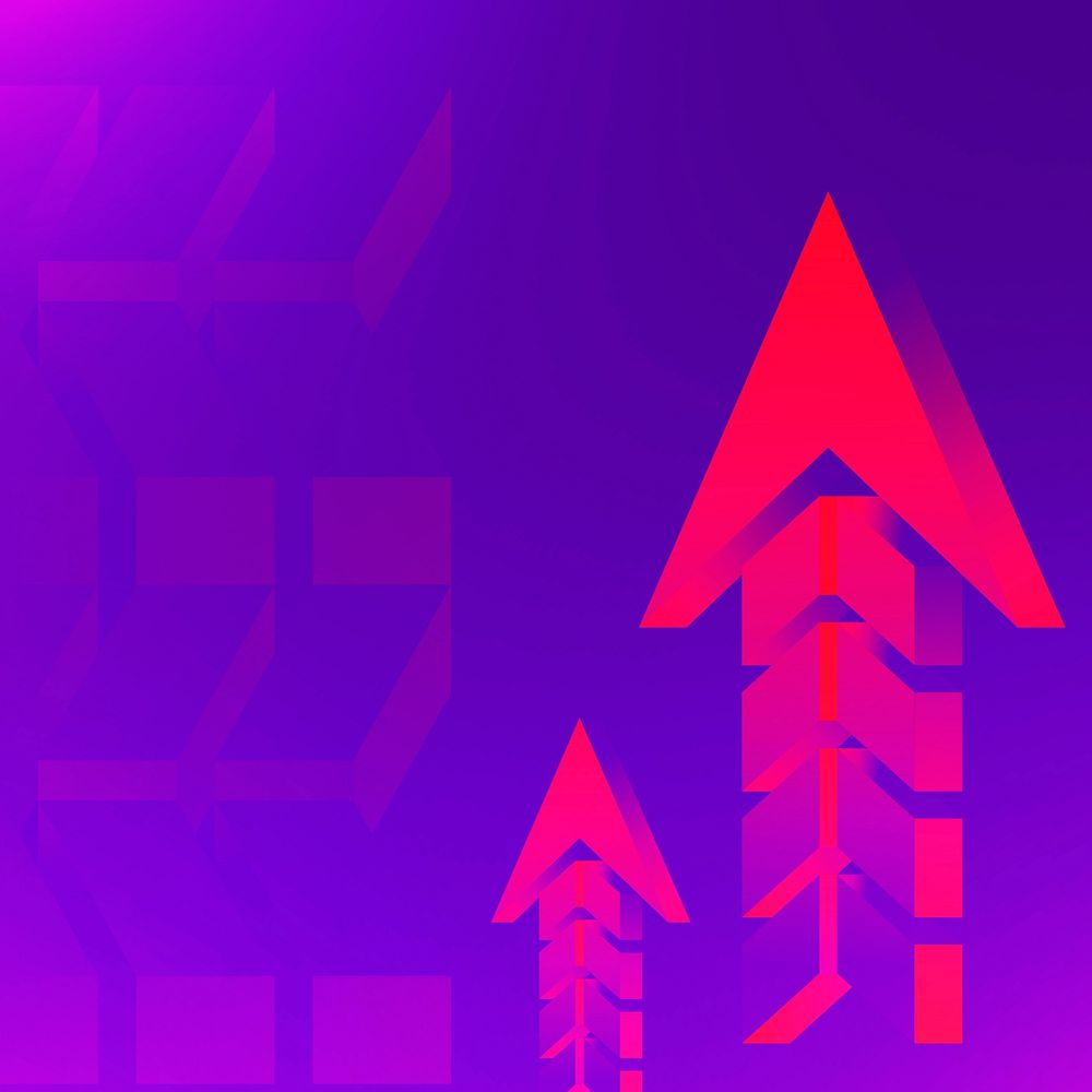 Purple arrow background, neon border, business development design