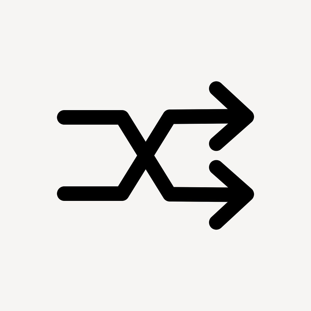 Double arrow icon, black clipart, shuffle symbol