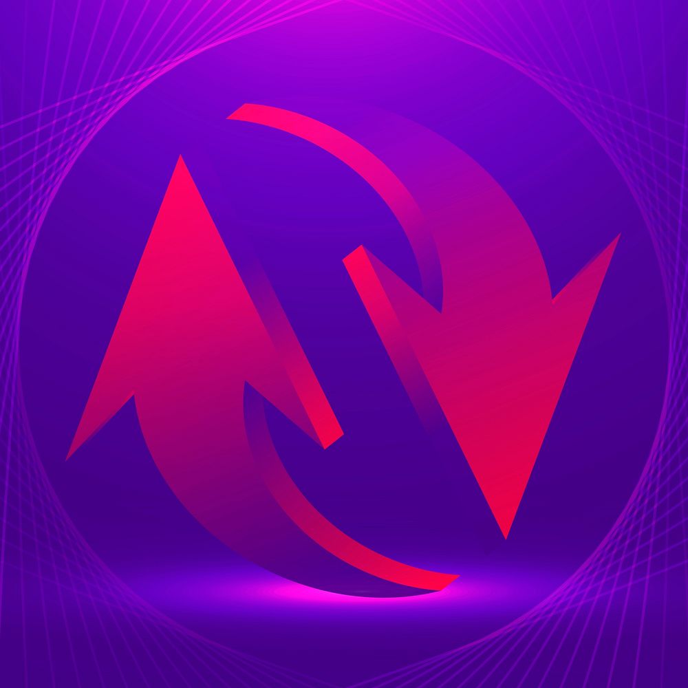 Abstract arrow background, purple gradient business reverse symbol vector
