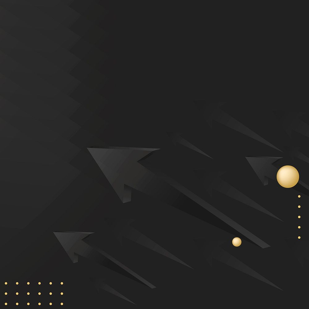 Black arrow background, abstract gold border, start up business