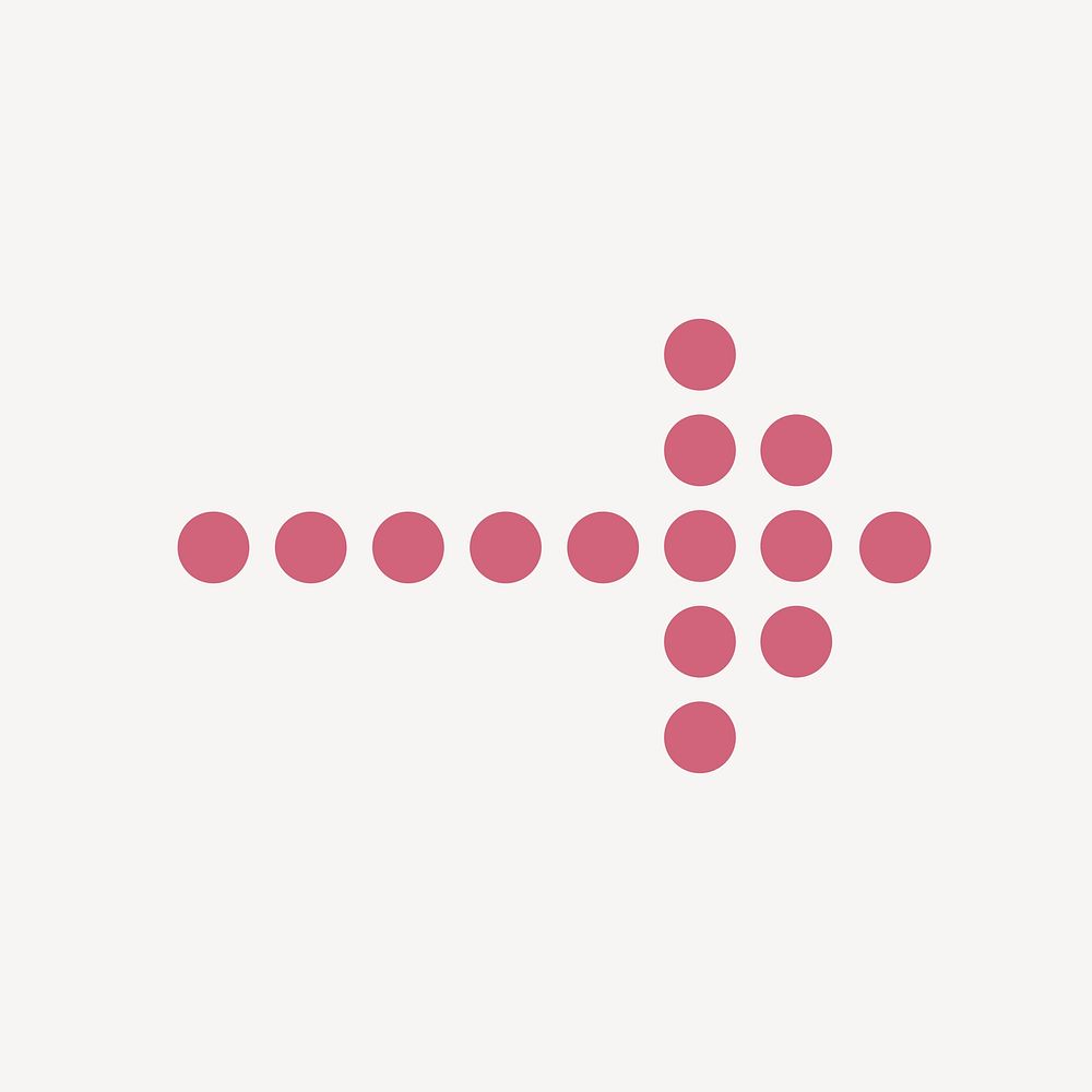 Dotted arrow icon, pink clipart, direction symbol