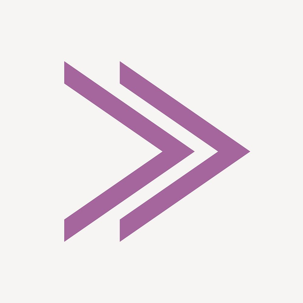 Double arrow icon, purple clipart, next symbol