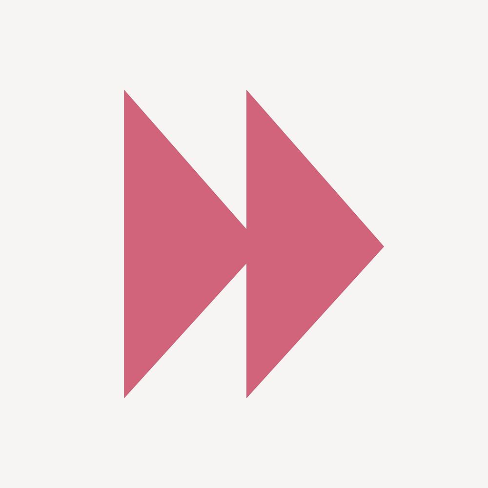 Double arrow icon, pink clipart, next symbol