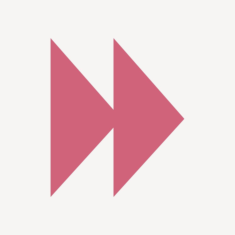 Double arrow icon, pink sticker, next symbol psd