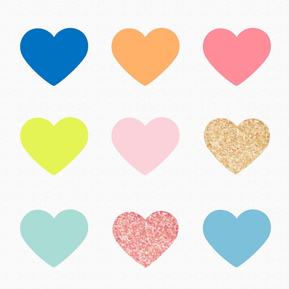 Heart shape sticker, cute pastel valentine&rsquo;s clipart vector set