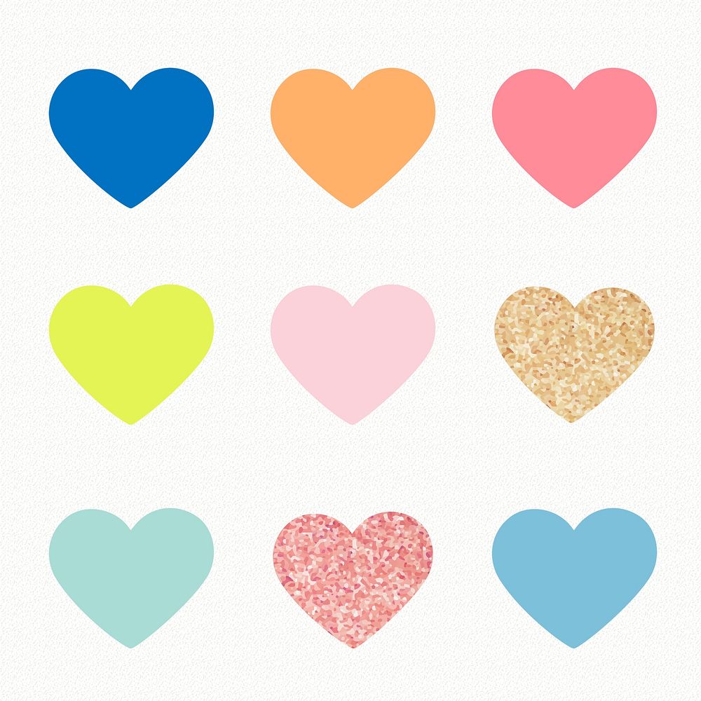 Heart shape sticker, cute pastel valentine’s clipart psd set