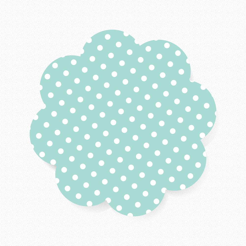 Blue pattern badge collage element, cute polka dot feminine clipart