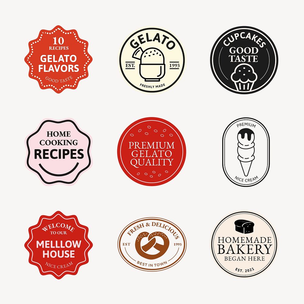 Food business logo template, editable branding design psd set