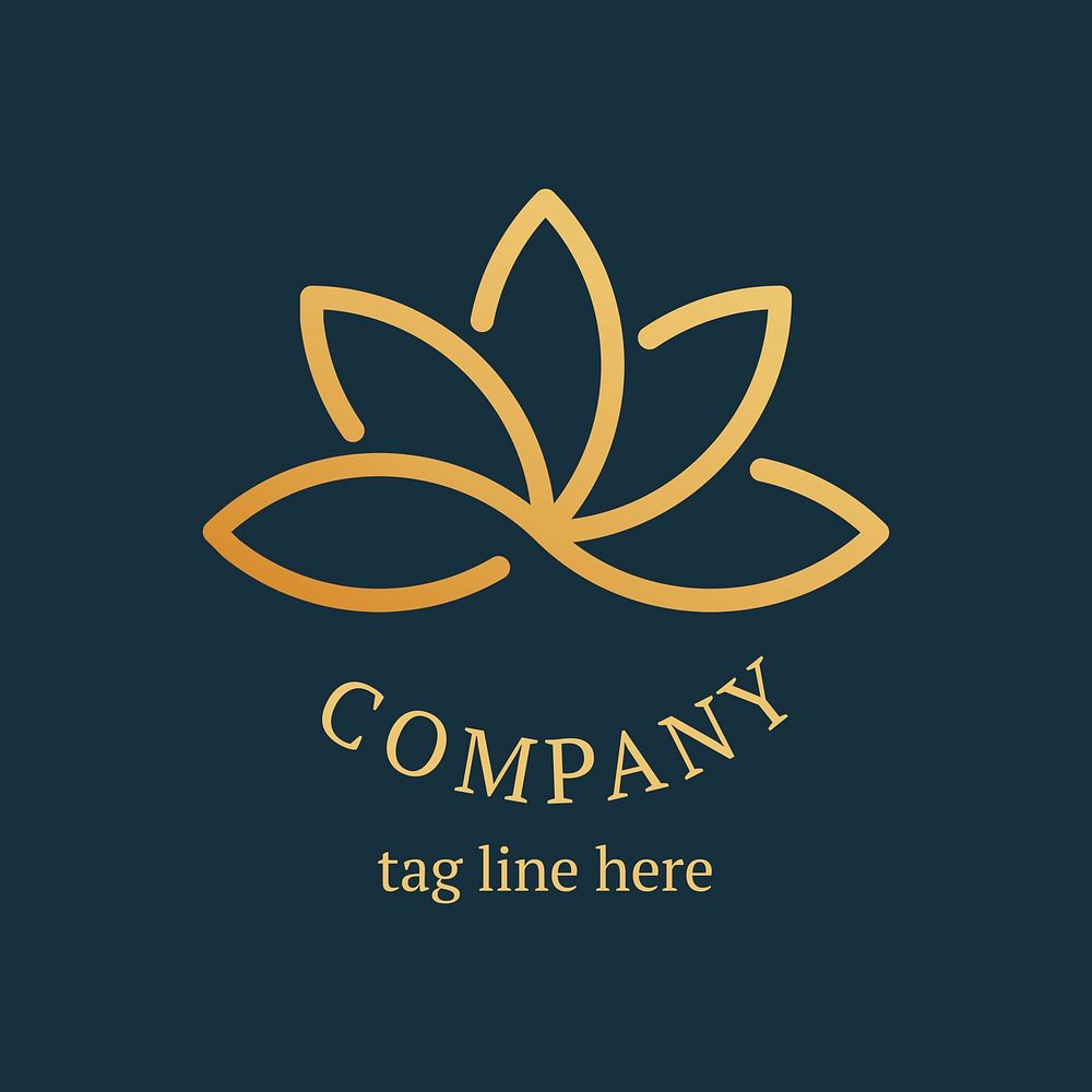 Gold spa logo template, aesthetic health and wellness business branding design psd