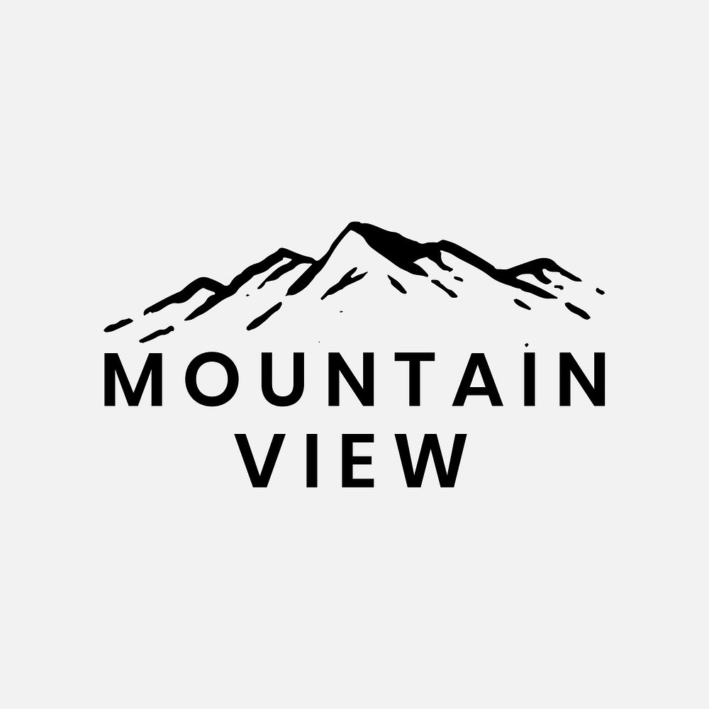 Mountain logo template, adventure business badge branding design, mountain view text vector