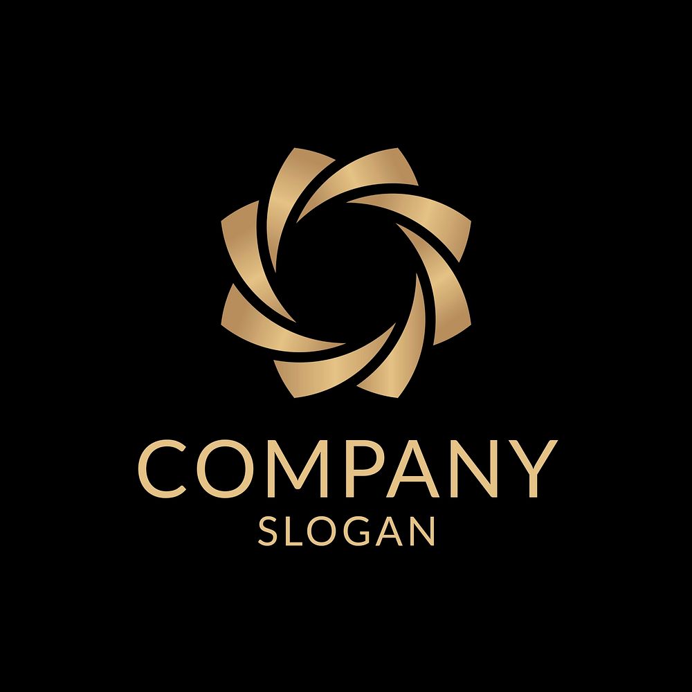 Gold business logo aesthetic template, geometric branding design psd