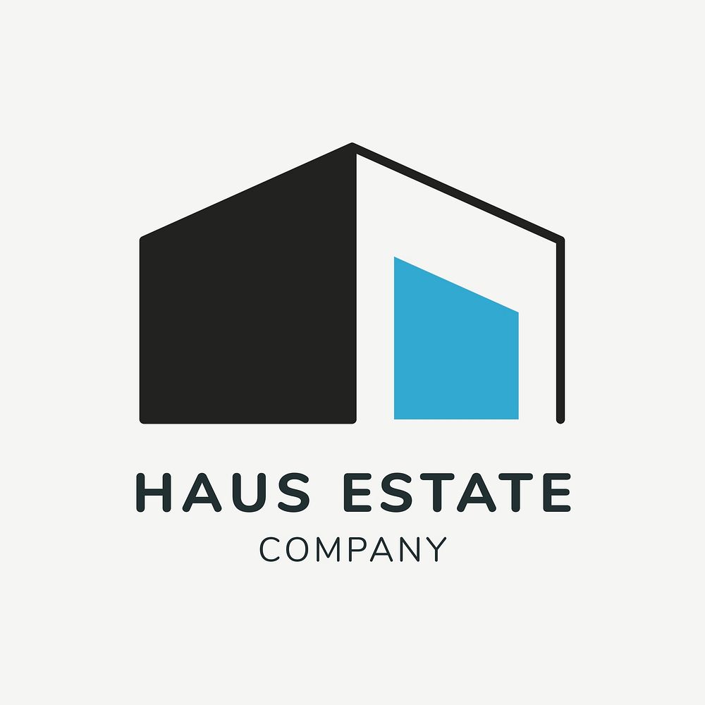 Real estate business logo template for branding design psd, haus estate company text