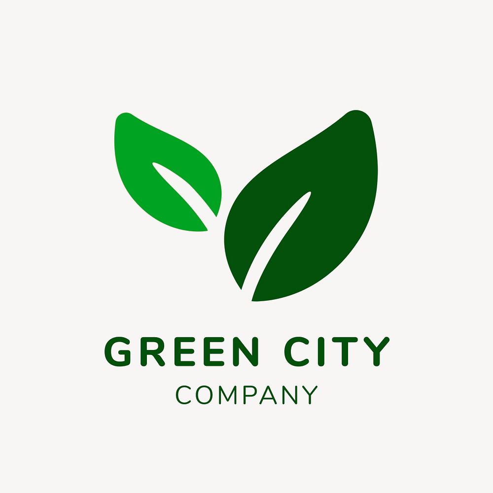 Green business logo template, branding design psd, green city text