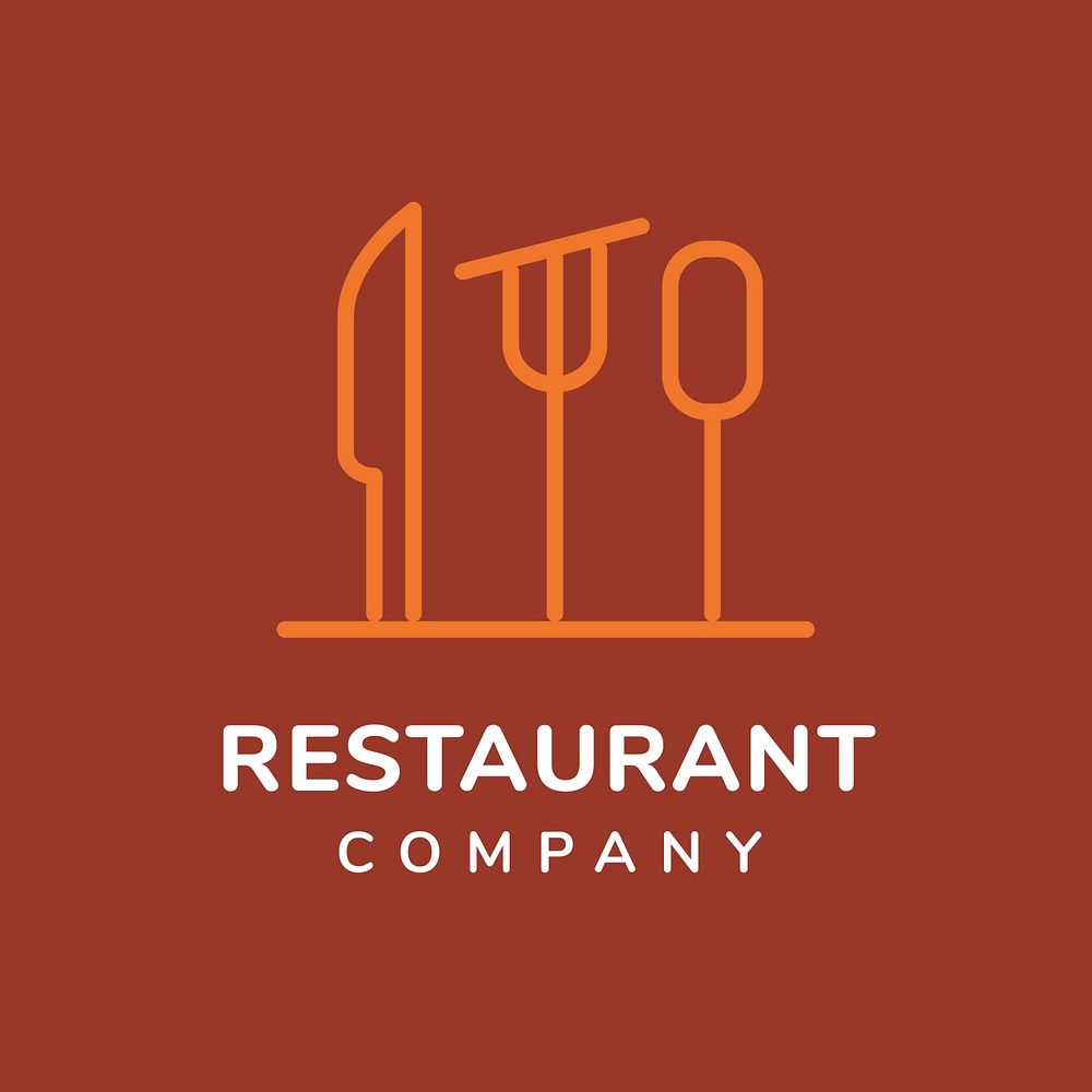Restaurant logo, food business template for branding design psd