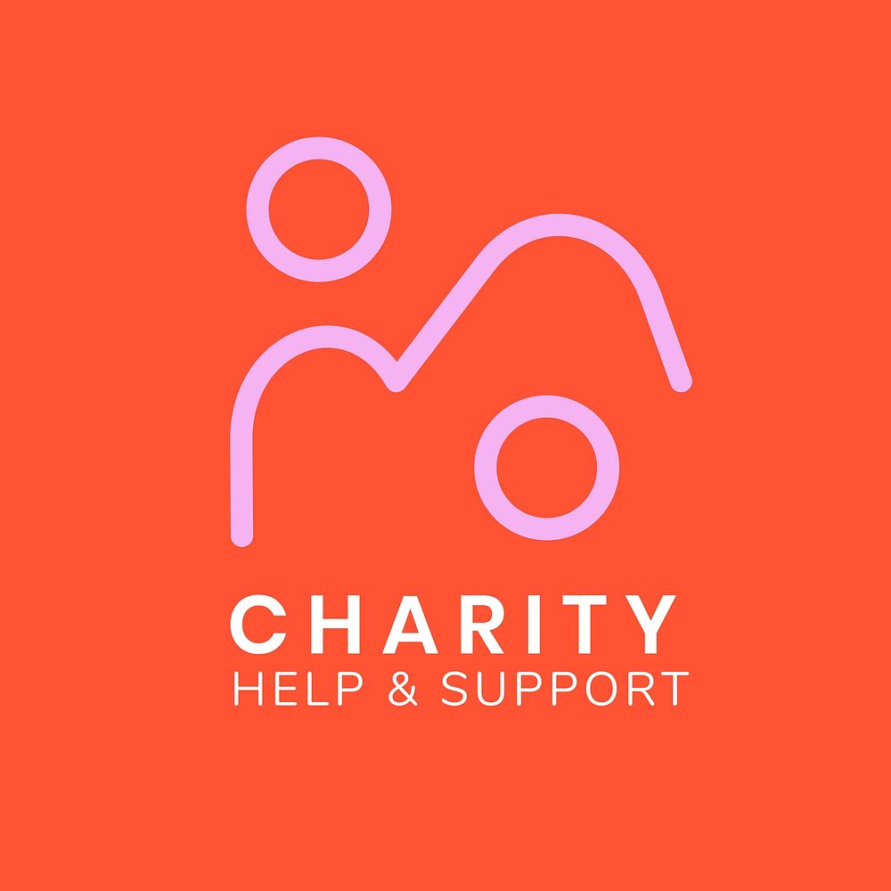 Charity logo template, non-profit branding design vector, help & support text