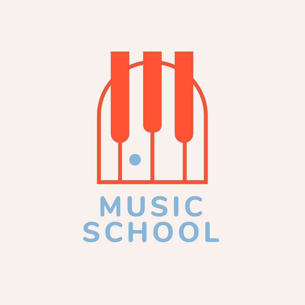 Music school logo template, entertainment business branding design psd