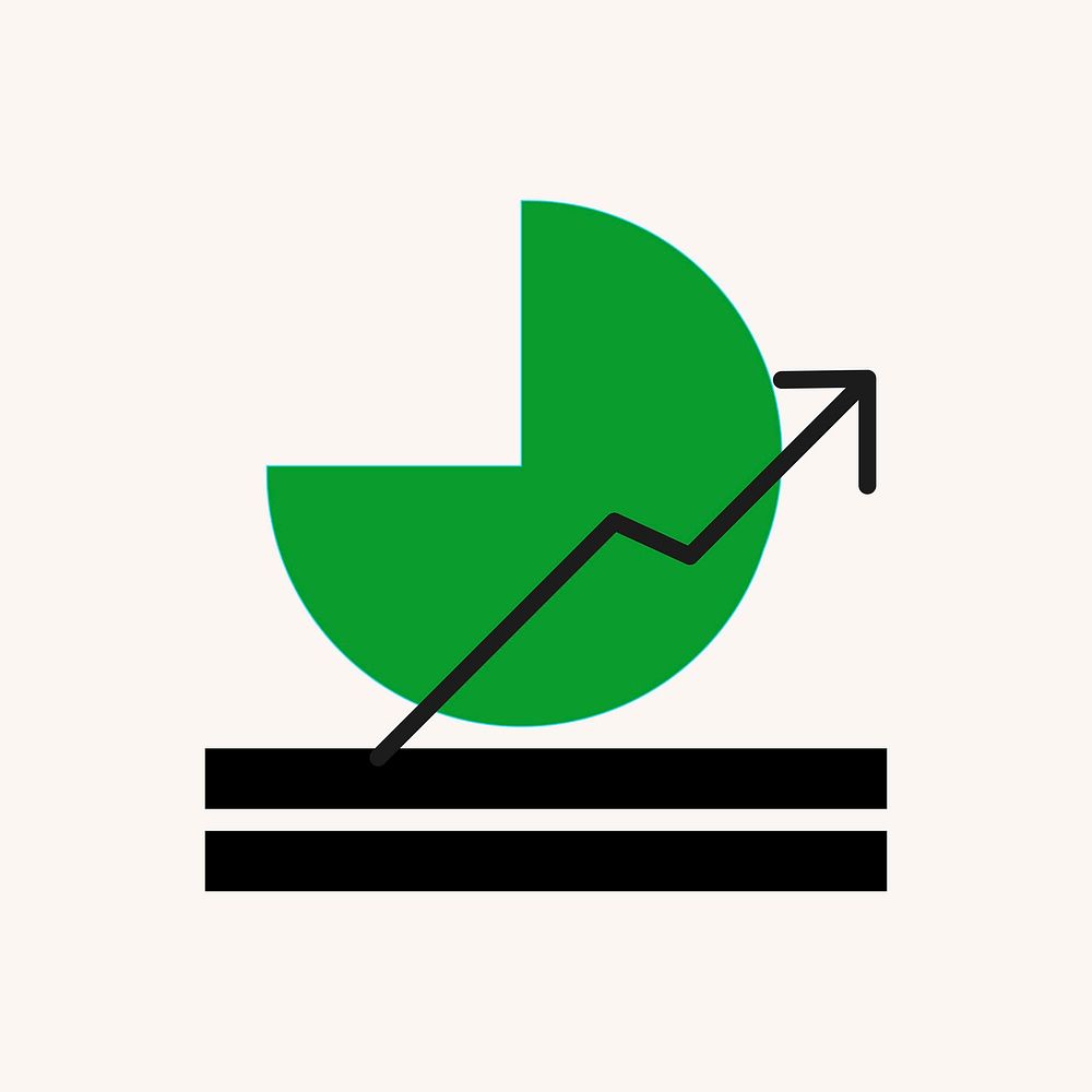 Pie chart icon, financial graph symbol flat design vector illustration