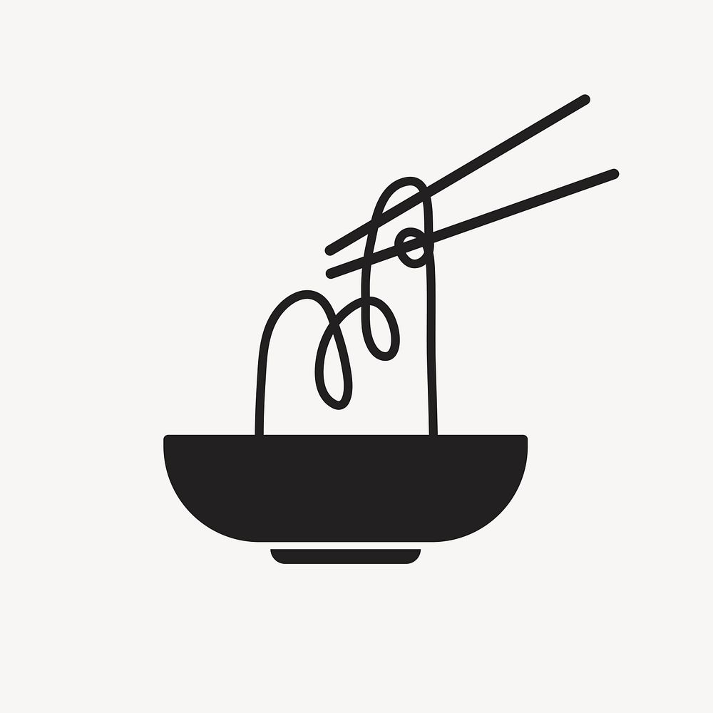 Noodle logo Chinese food icon flat design psd illustration