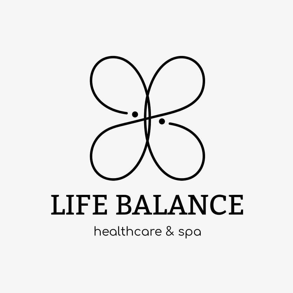 Spa logo template, health & wellness business branding design psd, life balance text