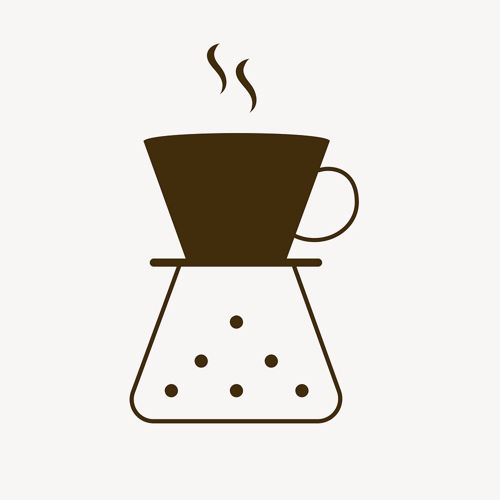 Coffee logo, food icon flat design psd illustration, chemex drip coffee